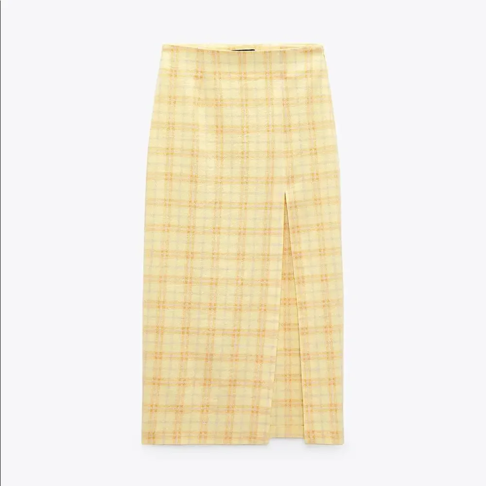 Zara blogger favorite plaid midi skirt